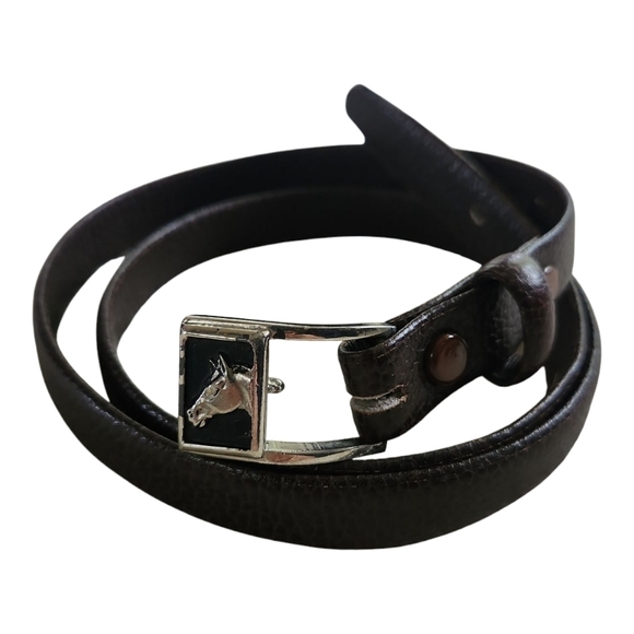 cinturones finos Accessories - Vintage Brown Leather Wrap Belt with Horse Head Buckle – Cinturones Finos T-77-2